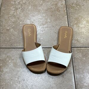 Qupid White Slide Sandals